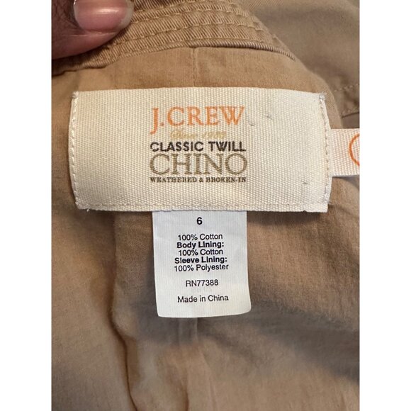 J Crew Chino Blazer Jacket Beige Button Front Flap Pockets 100% Cotton Classic 6 - Picture 4 of 11